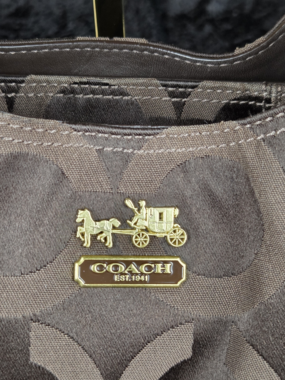 Coach Madison Op Art Maggie Shoulder Bag Brown Signature Sateen Style 14305 - Picture 2 of 16